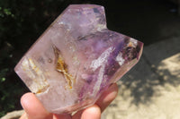 Polished Window Amethyst Quartz Crystals x 3 From Akansobe, Madagascar