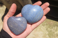 Polished Lazulite Gemstone Hearts x 12 From Madagascar