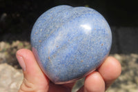 Polished Lazulite Gemstone Hearts x 12 From Madagascar