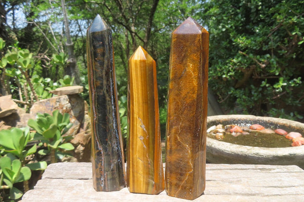 Polished Tigers Eye Points x 3 From Prieska, South Africa