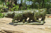 Hand Made Lion & Buffalo Verdite Carvings x 2 From Zimbabwe