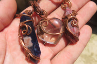 Hand Made Copper Wire Wrapped Stone Pendants x 6 From Southern Africa