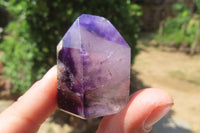 Polished Smokey Window Amethyst Quartz Crystals x 24 From Akansobe, Madagascar