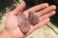 Polished Smokey Window Amethyst Quartz Crystals x 24 From Akansobe, Madagascar