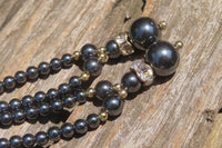 Polished Silver Hematite Drop Choker Necklace - Sold Per Item - From China