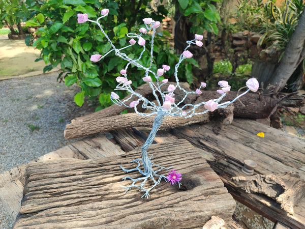 Hand Made Pink Rubellite Tourmaline Copper Wire Wrap Tree x 1 From KwaZulu Natal, South Africa