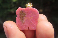 Polished Rhodonite Pink Elephant Pendant with Silver Bail and Trim - Sold Per Item - From Madagascar