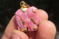 Polished Rhodonite Pink Elephant Pendant with Silver Bail and Trim - Sold Per Item - From Madagascar