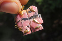 Polished Rhodonite Pink Elephant Pendant with Silver Bail and Trim - Sold Per Item - From Madagascar