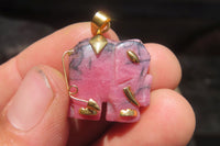 Polished Rhodonite Pink Elephant Pendant with Silver Bail and Trim - Sold Per Item - From Madagascar