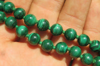 Polished Malachite Ball Shaped Beaded Necklace - Sold Per Item- From Congo