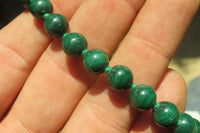 Polished Malachite Ball Shaped Beaded Necklace - Sold Per Item- From Congo