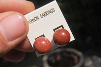 Polished Pair of Goldstone Sunstone Stud Earrings - sold per Pair - From India