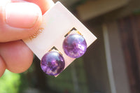 Polished Pair of Gemmy Amethyst Stud Earrings - sold per Pair - From Zambia