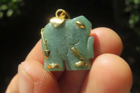 Polished Aventurine Elephant Pendant with 9ct Gold Bail and Trim - Sold Per Item - From Zimbabwe