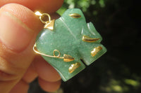 Polished Aventurine Elephant Pendant with 9ct Gold Bail and Trim - Sold Per Item - From Zimbabwe