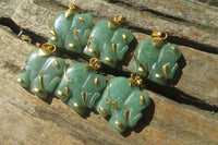 Polished Aventurine Elephant Pendant with 9ct Gold Bail and Trim - Sold Per Item - From Zimbabwe