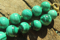 Polished Long Malachite Ball Shaped Beaded Necklace - Sold Per Item- From Congo