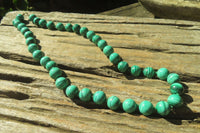 Polished Long Malachite Ball Shaped Beaded Necklace - Sold Per Item- From Congo