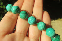 Polished Long Malachite Ball Shaped Beaded Necklace - Sold Per Item- From Congo