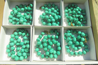 Polished Long Malachite Ball Shaped Beaded Necklace - Sold Per Item- From Congo