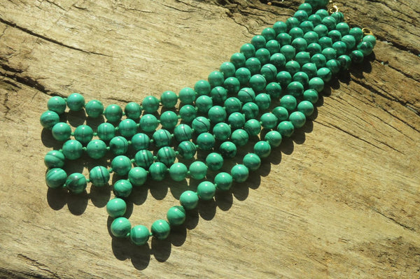 Polished Long Malachite Ball Shaped Beaded Necklace - Sold Per Item- From Congo