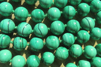 Polished Long Malachite Ball Shaped Beaded Necklace - Sold Per Item- From Congo