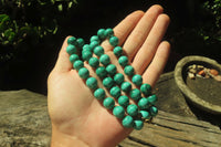 Polished Long Malachite Ball Shaped Beaded Necklace - Sold Per Item- From Congo