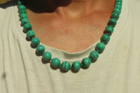 Polished Long Malachite Ball Shaped Beaded Necklace - Sold Per Item- From Congo