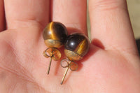 Polished Pair of Golden Tigers Eye Stud Earrings - Sold Per Pair - From Northern Cape, South Africa