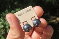 Polished Pair of Larger Hematite Bead Stud Earrings - sold per Pair - From Southern Africa