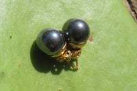 Polished Pair of Larger Hematite Bead Stud Earrings - sold per Pair - From Southern Africa