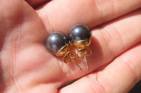 Polished Pair of Larger Hematite Bead Stud Earrings - sold per Pair - From Southern Africa