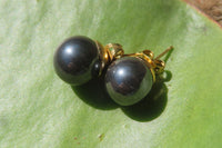 Polished Pair of Larger Hematite Bead Stud Earrings - sold per Pair - From Southern Africa