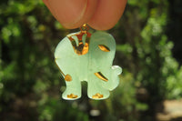 Polished Larger Aventurine Elephant Pendant with 9ct Gold Plated Bail and Trim - Sold Per Item - From Zimbabwe