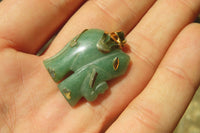 Polished Larger Aventurine Elephant Pendant with 9ct Gold Plated Bail and Trim - Sold Per Item - From Zimbabwe