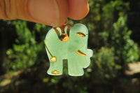 Polished Larger Aventurine Elephant Pendant with 9ct Gold Plated Bail and Trim - Sold Per Item - From Zimbabwe