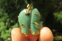 Polished Larger Aventurine Elephant Pendant with 9ct Gold Plated Bail and Trim - Sold Per Item - From Zimbabwe