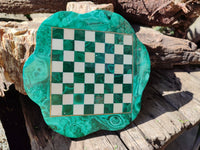 Polished Malachite Chess Board - Sold Per Item - From Congo