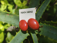 Polished Pair of Red Jasper Cabochon Stud Clip Earrings - Sold per Pair - From South Africa