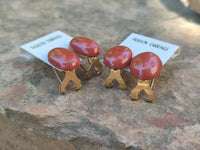 Polished Pair of Red Jasper Cabochon Stud Clip Earrings - Sold per Pair - From South Africa