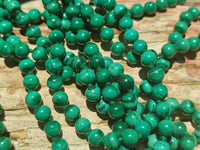 Polished Malachite Ball Shaped 7 mm Beaded Necklace - Sold Per Item- From Congo