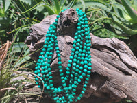 Polished Malachite Ball Shaped 7 mm Beaded Necklace - Sold Per Item- From Congo