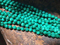 Polished Malachite Ball Shaped 7 mm Beaded Necklace - Sold Per Item- From Congo