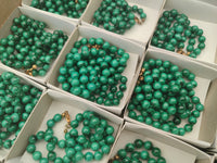 Polished Malachite Ball Shaped 7 mm Beaded Necklace - Sold Per Item- From Congo