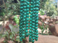 Polished Malachite Ball Shaped 7 mm Beaded Necklace - Sold Per Item- From Congo