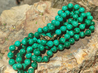 Polished Malachite Ball Shaped 7 mm Beaded Necklace - Sold Per Item- From Congo