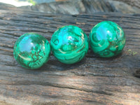 Polished Flower Banded Malachite Gemstone Eggs x 6 From Congo