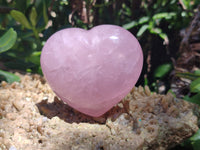 Polished Rose Quartz Gemstone Hearts x 6 From Madagascar