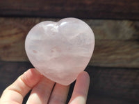 Polished Rose Quartz Gemstone Hearts x 6 From Madagascar